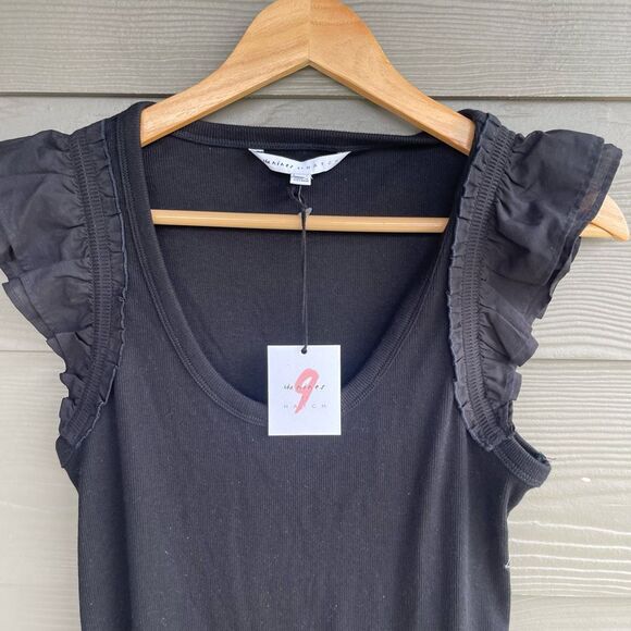 The Nines by Hatch NWT black ripped flutter sleeve jersey knit maternity dress - Picture 3 of 8